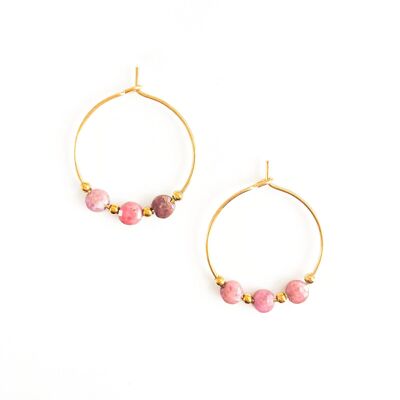 Pink rodocrosite pebble earrings