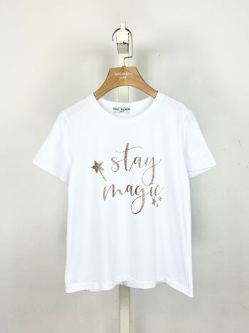 T-shirt en coton à message pailleté pour fille 1