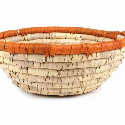 Panier en feuille de palmier dattier // naturel avec bord orange