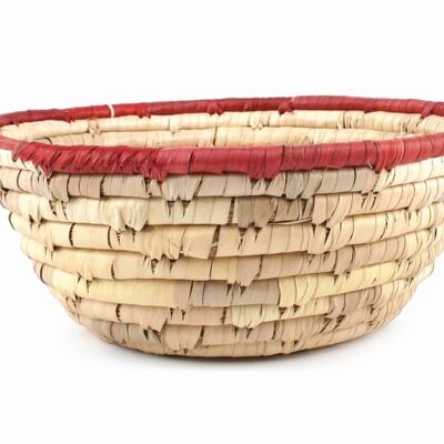 Basket made of date palm leaf // natural with red edge