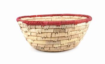 Panier en feuille de palmier dattier // naturel avec bord rouge