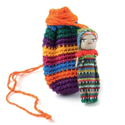 Bolso pequeño de crochet con 1 muñeco preocupado