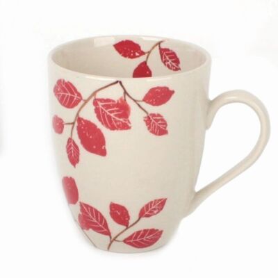 Coffee mug "Leaves" // Red