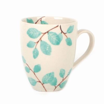 Coffee mug "Leaves" // Turquoise
