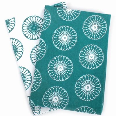 “Flower” tea towels in a set of 2