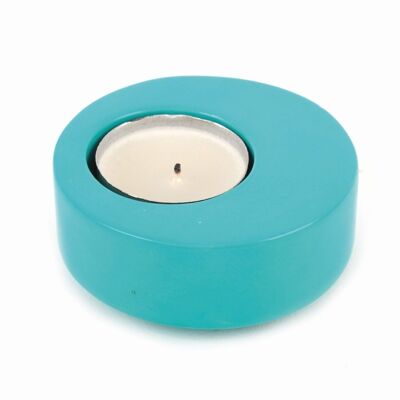 Tealight holder made of Kisii soapstone // turquoise // approx. H 3 cm, Ø 7 cm