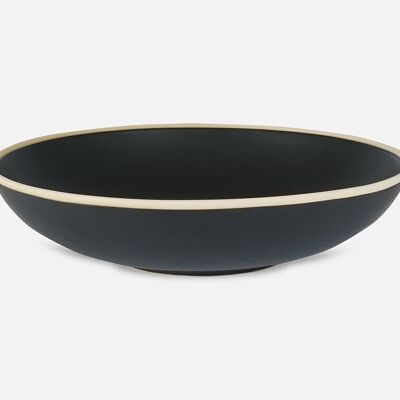 Soup and serving plate "Pure" // off-white/black // H 7 cm, Ø 28 cm