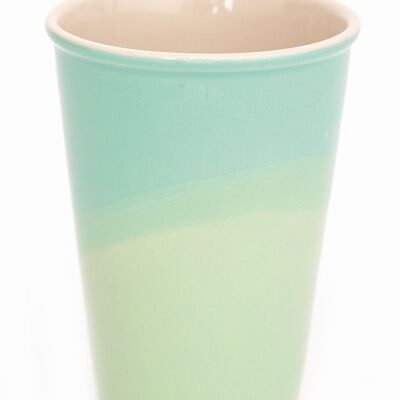 Coffee-To-Go cup // Hand-painted // Green/Turquoise