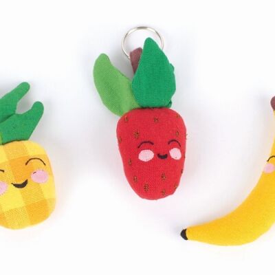 Porte-clés "Funny Fruits" // Banane, fraise ou ananas // L environ 10 cm