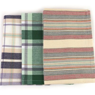 Tea towels in a set of 3 // 2 x checked, 1 x striped