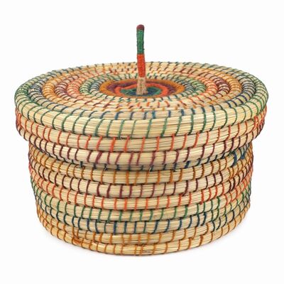 Basket with lid // Kaisa grass and jute // 30 x 16 cm
