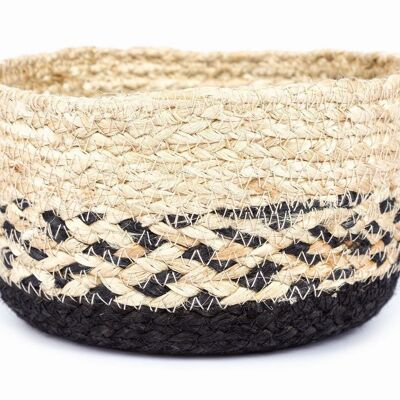 Round jute basket // natural/black // Ø 17 cm, H 11 cm