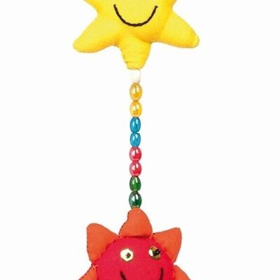 Hanging cord "Sun, Moon & Stars" 100% cotton and glass beads,