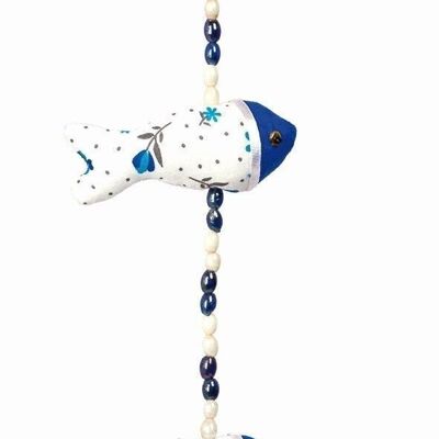 Cordon de suspension "Poisson" 100% coton et perles de verre,