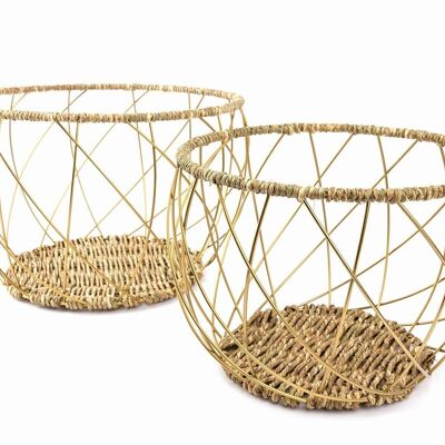 Basket set, 2 pieces. // Iron and Munj grass