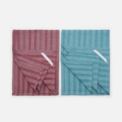 Tea towels in a set of 2 // turquoise and wine red