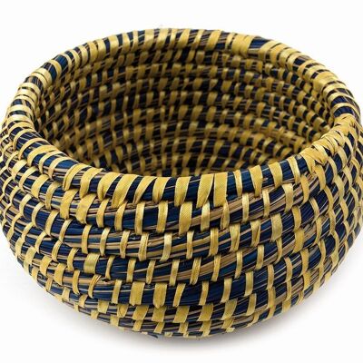 Round basket // natural/blue/gold // Ø 20 cm, H 14 cm