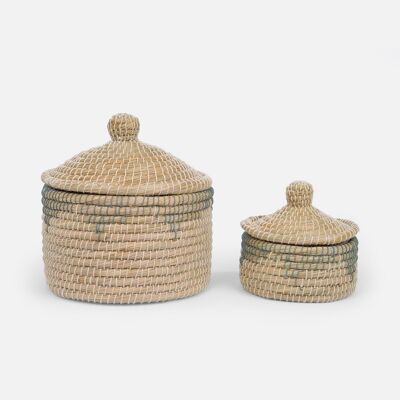 Storage basket with lid "Haze" set of 2