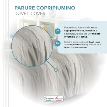 Dorian Home Parure de lit double 250 x 210 cm, housse de couette double en coton 100 % doux et pur coton, fabriquée en Italie, motif gris émeraude 2