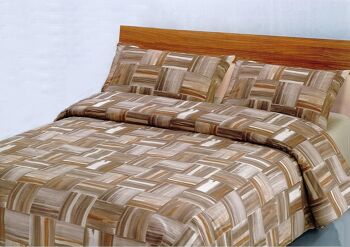 Dorian Home, Parure de lit double 200 x 210 cm, 100 % coton doux et pur, fabriquée en Italie, motif Varazze marron 1