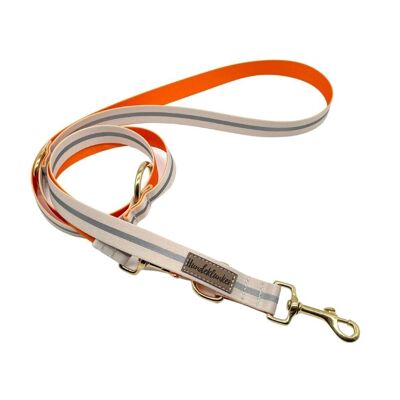 Dog leash beige reflector (rPet) 2m gold/silver