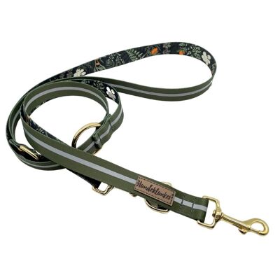 Correa para perros reflector oliva (rPet) 2m oro/plata