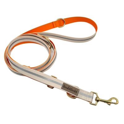 Dog leash beige reflector (rPet) 3m gold/silver
