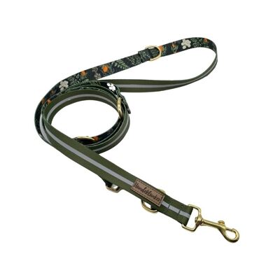 Dog leash olive reflector (rPet) 3m gold/silver