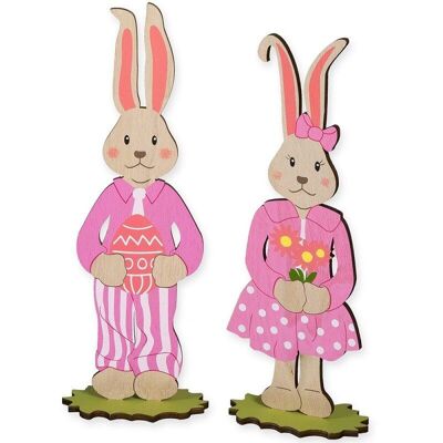Wooden Easter Bunny Pink