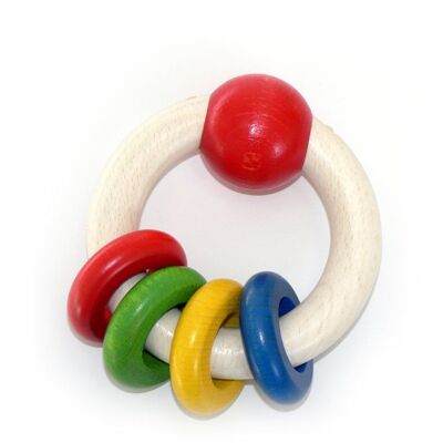 Round rattle with 4 rings