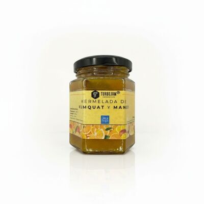 Confettura naturale di kumquat e mango 90% frutta. Contenuto di zucchero ridotto (solo l'8%)
