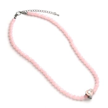 Collier de perles roses Barbie avec breloque en perles silhouette en forme de cœur 2