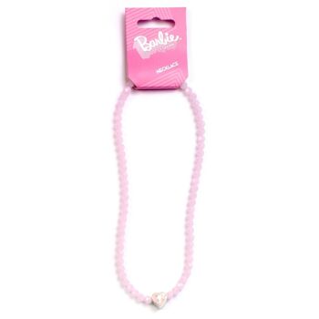 Collier de perles roses Barbie avec breloque en perles silhouette en forme de cœur 3