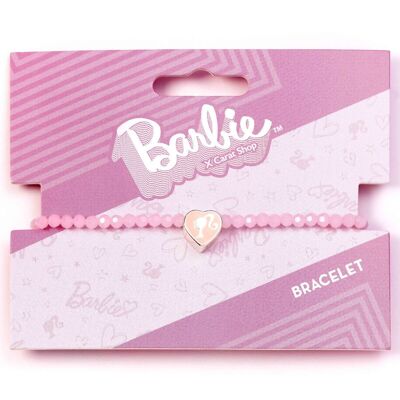 Bracciale dell'amicizia Barbie con perline rosa e perlina a forma di cuore
