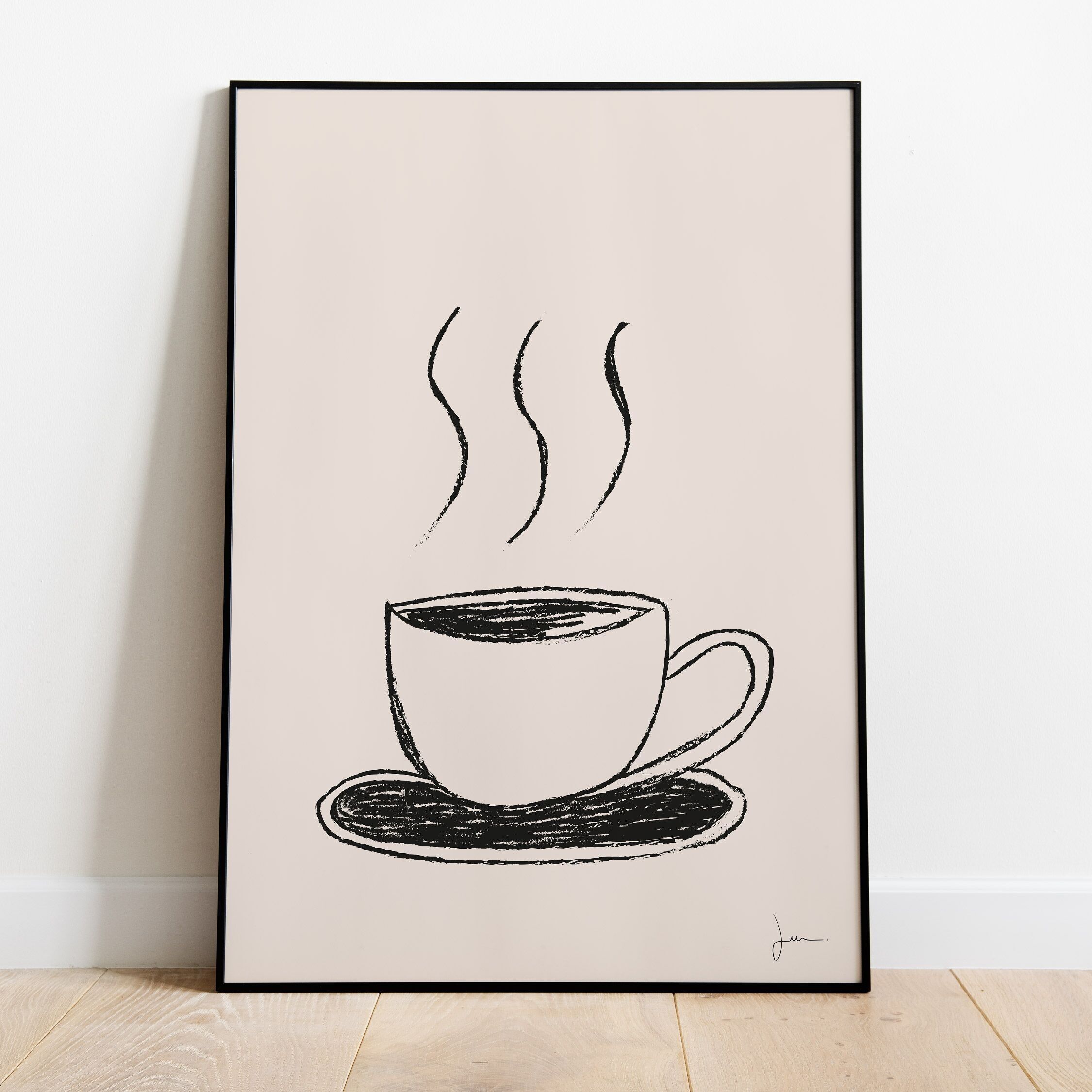 Poster della tazza di caffè - Poster per gli amanti del caffè - Arte quotidiana - Illustrazione confortante