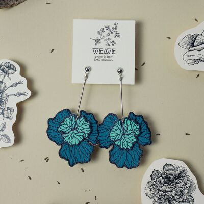 FLORA Pendants - Pendientes colgantes, pendientes minimalistas de cuero, joyería moderna