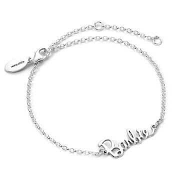 Bracelet Barbie en argent sterling avec logo et prénom 1