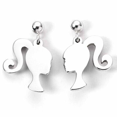 Boucles d'oreilles Barbie en argent sterling avec silhouette