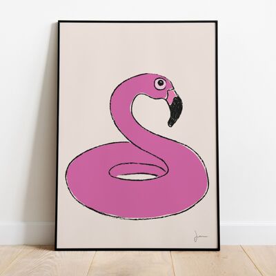 Affiche La bouée flamand rose - Art du quotidien - Souvenir d'été