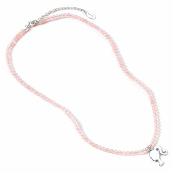 Barbie Sterling Silver Silhouette Charm sur un collier de perles de quartz rose 2