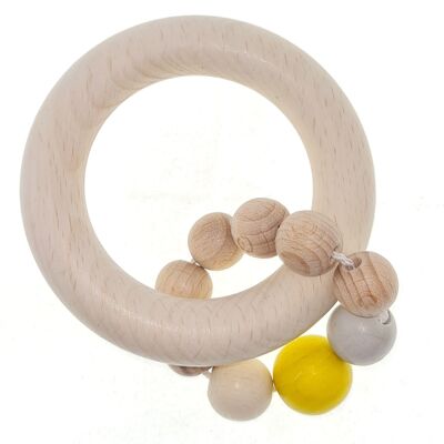 Ring rattle m.Ball chain, natural yellow