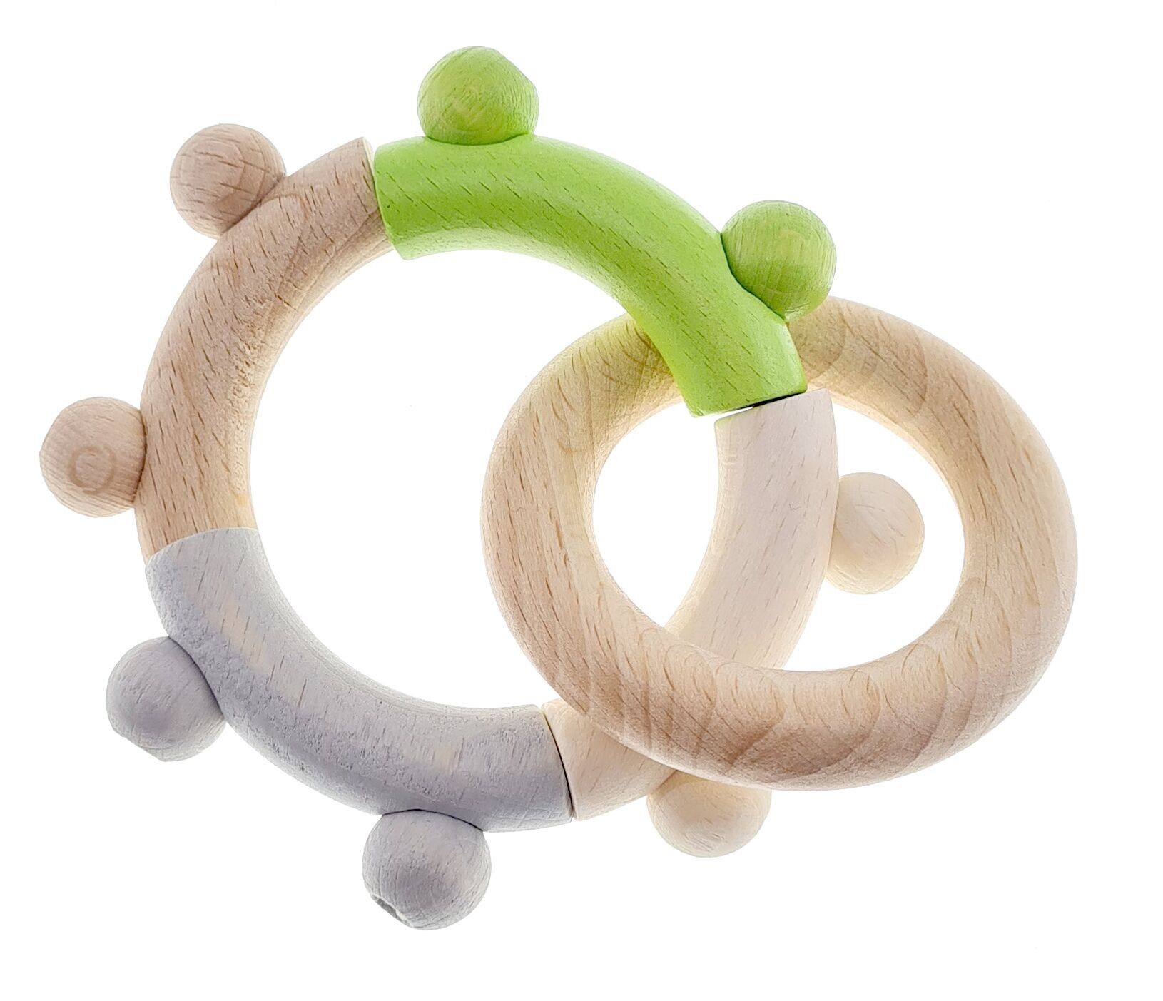 Sonaglio motorio con anello naturale, verde mela