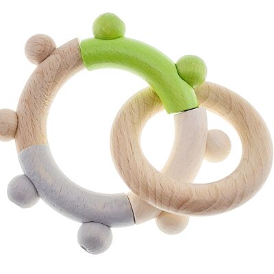 Motor skills rattle with ring natural, apple green