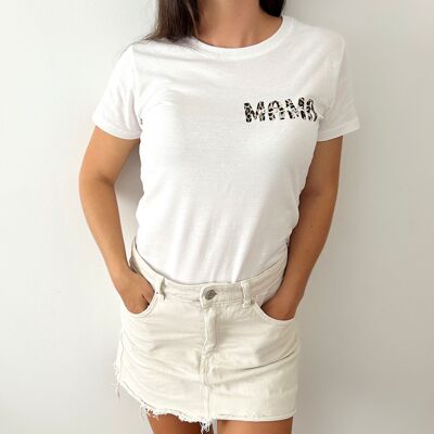 T-shirt MAMA con motivo leopardato