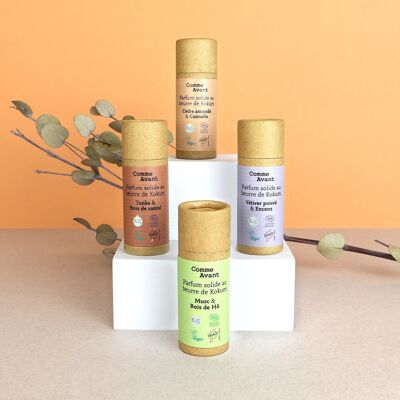 Expositor de perfumes sólidos “aromas amaderados” + probadores gratuitos