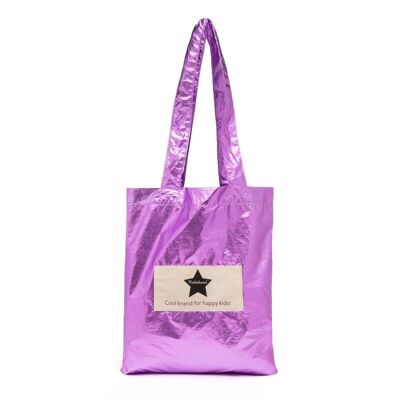 Shiny Metallic Tote Bag - Purple