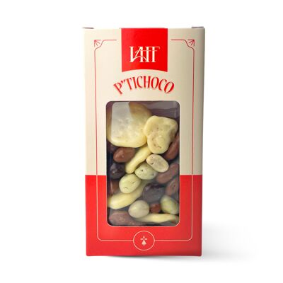P'titchoco, Dried fruits coated with milk, dark and white chocolate