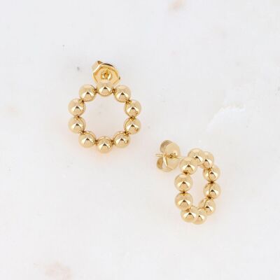 Golden stud earrings - bubbled circle