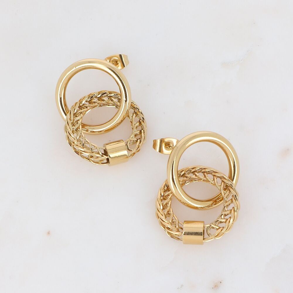 Jody dangling earrings - circle and mesh ring