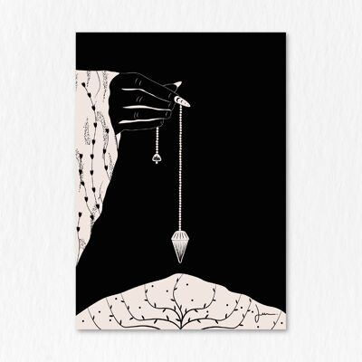 Affiche Le pendule - Illustration ésotérique mystérieuse - Art ésotérique développement personnel